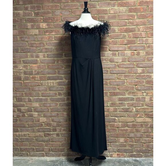 Alex Evenings Women’s Black Long Off-the-Shoulder Jersey Gown Dress Size 14 NEW - Picture 4 of 9